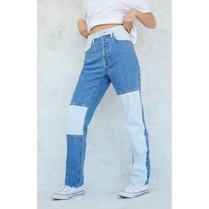 PacSun 28 Juniors Colorblock Eco Two-Tone Blue Dad Jeans